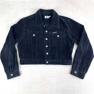 Vintage Calvin Klein Jeans Jacket Womens Medium‎ Black Corduroy Y2K Trucker 90s
